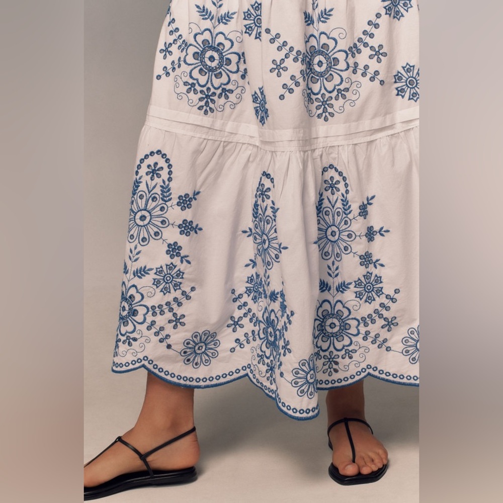 Anthropologie Somerset maxi dress White blue eyelet - Picture 3 of 9